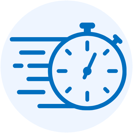 Icon für schnelle Reaktionszeiten – Laufende Stoppuhr mit Geschwindigkeitsstreifen